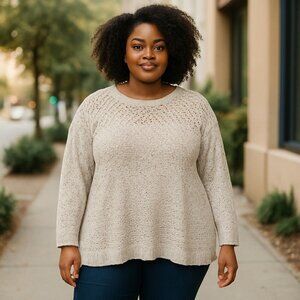 TORRID 11205366 Open Stitch Yoke Long Raglan Sleeve Knit Sweater Size 3 or 3X